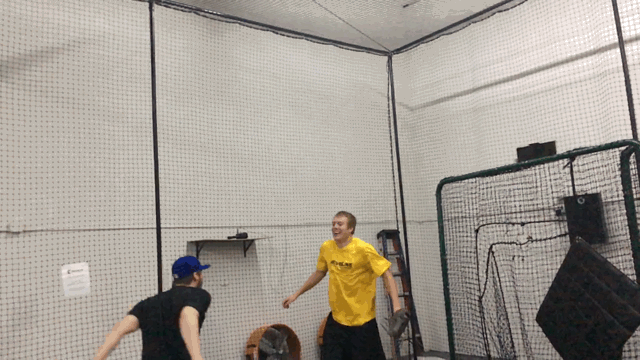 Peter Bayer reacts to throwing a baseball 100 MPH for the first time