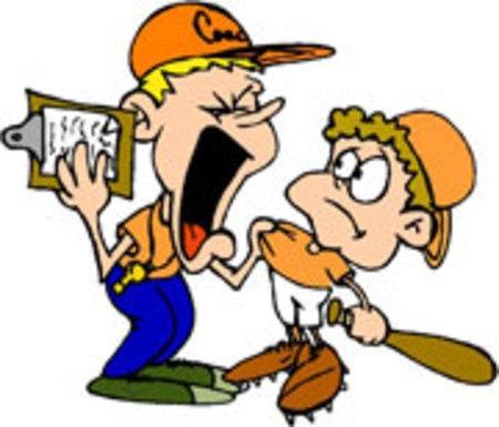 Image result for picture of baseball coach yelling at kid cartoon